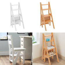 4 Steps Wooden Folding Ladder