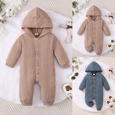 Newborn Baby Boy Hooded Romper Pants Jumpsuit Bodysuit Clothes Hoodies Outfit