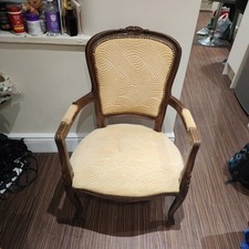 Antique Button Back Carved Italian Louis Chair Lounge Bedroom Victorian Style