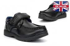 US Brass Boys School Shoes Boys Boat Shoes Boys Touch Fasten School Shoes Black