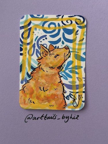 Aceo whimsical puppy - aceo, puppy-