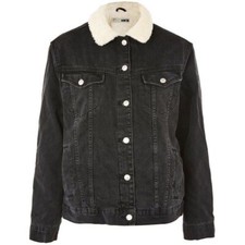 Topshop moto borg collar - topshop, black