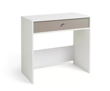 Compact Laptop Desk - White Grey Gloss Front | Modern Computer Workstation Table