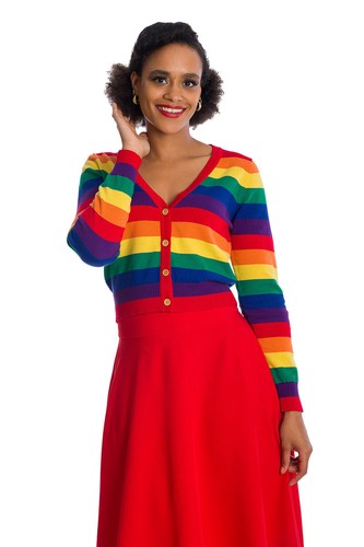 Womens rainbow colour neck - v,