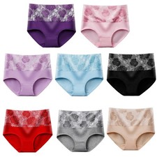 4Pcs Womens High-Waisted Underwear Solid Plus size Comfort Multicolour New