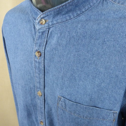 Mens denim shirt grandad - shirt,