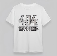 Men's T-Shirt With Digital Glitch 404 Graphic Unisex White 100% Cotton Top USA