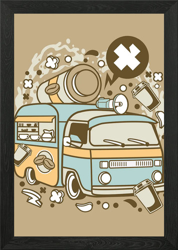 Coffee van framed - coffee, wall