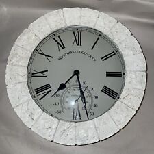 Unusual Chunky Westminster Clock Co Faux Stone Clock & Thermometer Combo