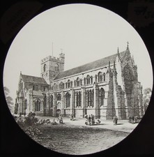 Glass Magic Lantern Slide DRAWING OF CARLISLE CATHEDRAL C1890 
