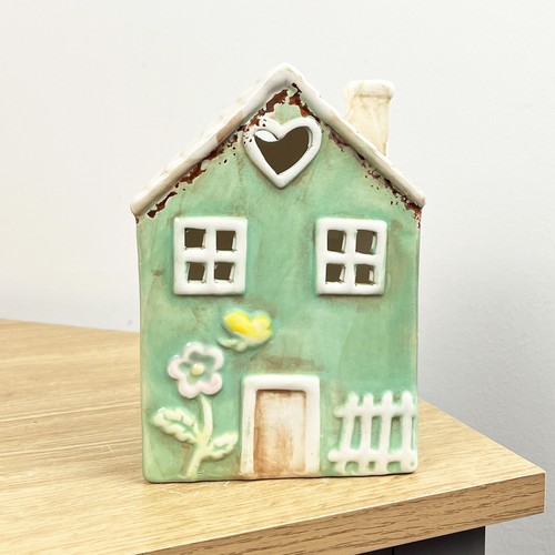 Green cottage tea light holder - tea,
