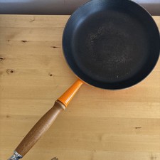 Le Creuset Orange 29cm Cast Iron Frying Pan with Wooden Handle