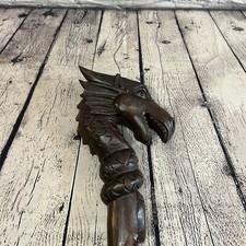 Dragon Head 140cm Staff Tribal African Walking Stick Cane Hand Carved Dark Wood