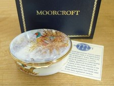 Boxed Ltd Ed Moorcroft Enamels "Pheasants" Box - Terry Halloran - 2 3/8"(6cms)