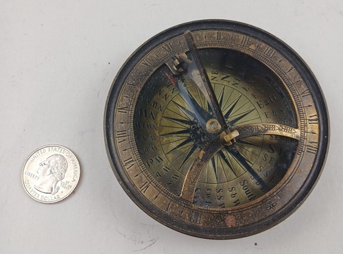 Folding sundial compass - &, 3.4"