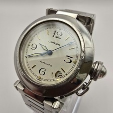 CARTIER PASHA C MENS WATCH 1031 STAINLESS STEEL SWISS AUTOMATIC WITH DATE.