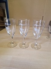 3 X Vintage Moussec Sparkling Wine Glasses Grapevine Pattern  15.5cm X 5cm Diam