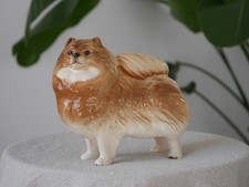 Vintage Coopercraft Pomeranian Dog Figurine, Rare 1970s Ceramic German Spitz