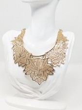 Amrita Singh Romantic lace statement necklace, Gold tone statement necklace