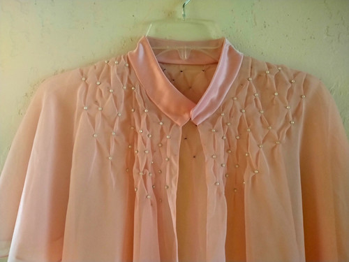 Vintage silk beaded - shawl, pink