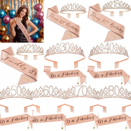 Rose gold birthday sash - rose, and