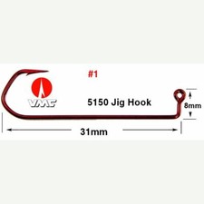 VMC Red Jig Hooks Model 5150