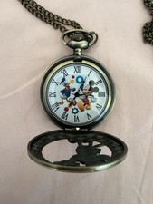 Disney Bronze Mickey Mouse And Donald Duck Pocket Watch 