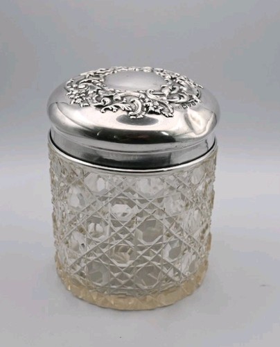 Antique silver jar pot cut - silver,