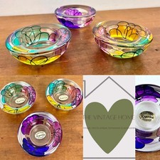 Handmade Stain Glass Tea light Holders Floral Made In Kogovsek Slovenia