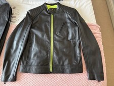 Belstaff Flash V Racer Leather Jacket Size IT52/UK42 Black / Neon Yellow