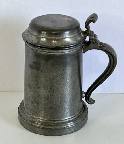 Vintage pewter lidded tankard - vintage,