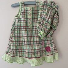 Next Baby 6-9m Sundress and Matching Frilly Shorts. Green & Pink Check. Vintage