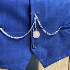 Antique solid silver double albert chain & brass fob 40 gm chain 44