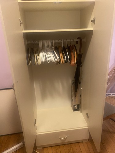 Beige freestanding wardrobe - beige,