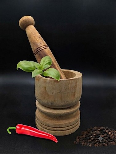 Wooden mortar pestle set - &,