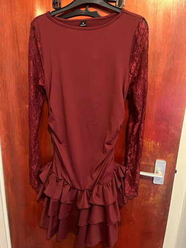 Burgundy lace long sleeve - lace,