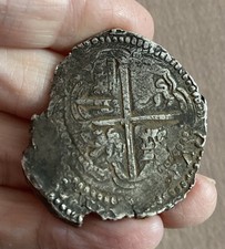SPAINISH  BOLIVIA PHILIP IV SILVER COB EIGHT REALES PIECE OF EIGHT, 1626-1636.