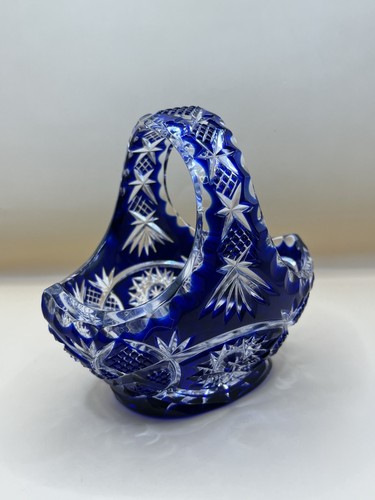 Vtg german cut crystal - german, cobalt