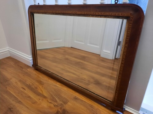 Antique marquetry overmantle - antique,