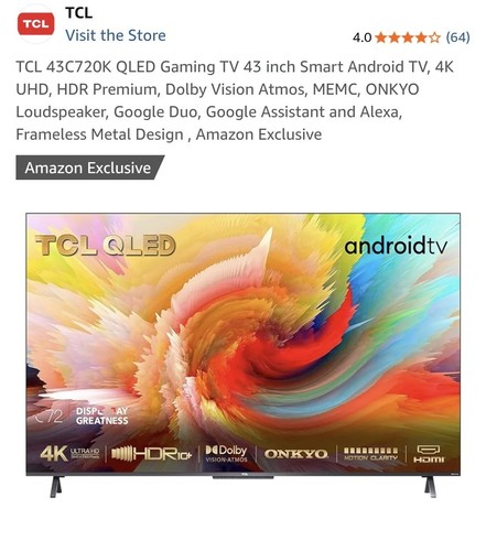 Tcl 43c720k qled gaming 43 - tv,