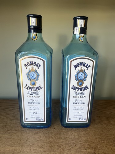 Bombay sapphire gin bottle 1 - bombay, bottle.