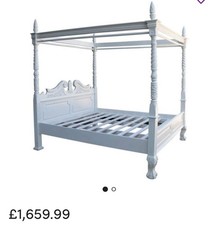 Preloved creamy white 4 poster kingsize bed robust craftsmanship 