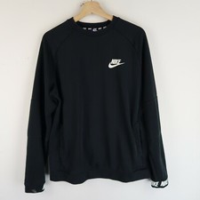 NIKE Mens Sweatshirt Black White Chest Logo SZ Medium ( G4745)