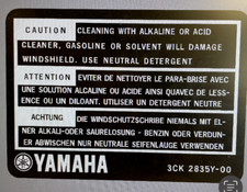 YAMAHA FZ750 SCREEN CLEANING CAUTION WARNING DECAL