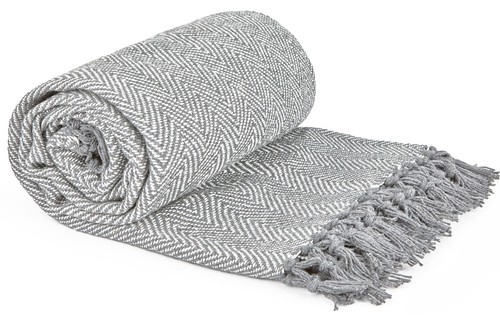 Cotton herringbone throw - cotton,