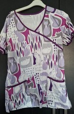 Cats themed Nursing Uniform Scrub Short Sleeve Top size S