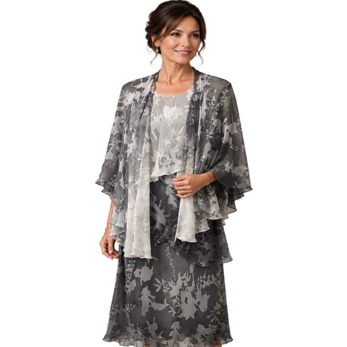 Chesca grey tiered dress - grey,