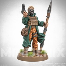 WASTELAND ZONE STALKER Sci-Fi DnD Soldier Unpainted Resin Tabletop Miniature C26