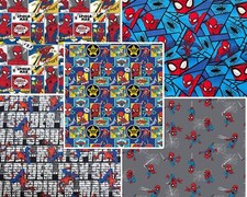 Spiderman Cotton Fabric Spider-Man Wall Crawler Kawaii Comic Strip Kids 43"