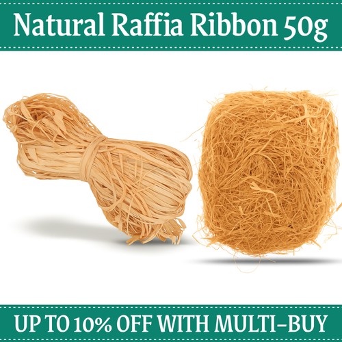 50g natural brown raffia - natural,